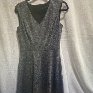 White House Black Market Sleeveless V-Neck Gray Fit & Flare Dress